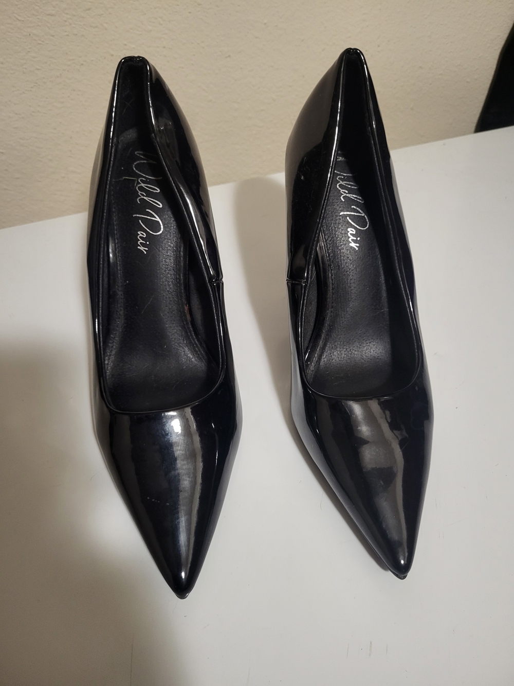 Wild Pair Black Patent Pointed-Toe Pumps